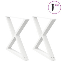 Berkfield Dining Table Legs 2 pcs White 90x(72-73.3) cm Steel