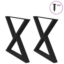 Berkfield Dining Table Legs 2 pcs Black 90x(72-73.3) cm Steel