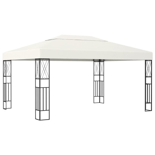 Berkfield Gazebo with LED String Lights 3x4 m Cream Fabric 2