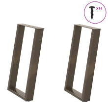 Berkfield Dining Table Legs U-Shaped 2 pcs Natural Steel 50x(72-73) cm Steel