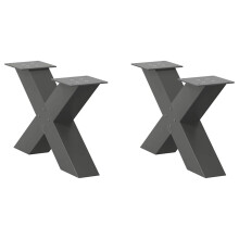 Berkfield Coffee Table Legs X-Shaped 2 pcs Anthracite 60x(30-31) cm Steel