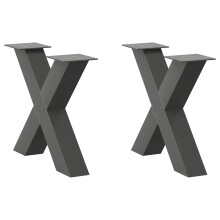 Berkfield Coffee Table Legs X-Shaped 2 pcs Anthracite 60x(42-43) cm Steel