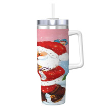 40oz Stainless Steel Tumbler with Handle and Straw