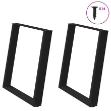 Berkfield Dining Table Legs U-Shaped 2 pcs Black 70x(72-73) cm Steel