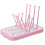 Folding Bottle Drying Rack with Integrated Drain Surface, Compact Pink Tray for Baby Bottles 1