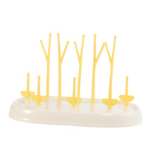 Tree Shaped Baby Bottle Drying Rack with Removable Tray, Space Saving Countertop Organizer, Yellow