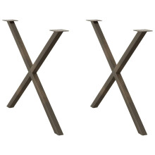 Berkfield Dining Table Legs X-Shaped 2 pcs Natural Steel 90x(72-73) cm Steel