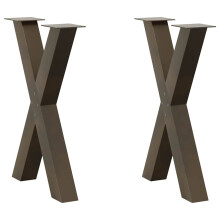 Berkfield Dining Table Legs X-Shaped 2 pcs Natural Steel 60x(72-73) cm Steel