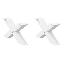 Berkfield Coffee Table Legs X-Shaped 2 pcs White 70x(30-31) cm Steel