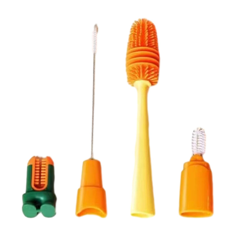Baby Bottle Brush Set 4in1 Cleaning Kit with Stand Long Reach and Nipple Brush for Travel