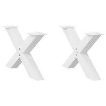 Berkfield Coffee Table Legs X-Shaped 2 pcs White 70x(42-43) cm Steel