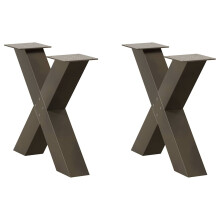 Berkfield Coffee Table Legs X-Shaped 2 pcs Natural Steel 60x(42-43) cm Steel