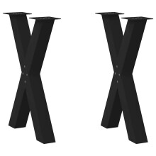 Berkfield Dining Table Legs X-Shaped 2 pcs Black 50x(72-73) cm Steel