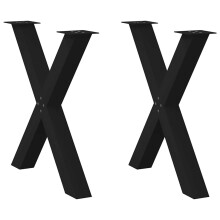 Berkfield Dining Table Legs X-Shaped 2 pcs Black 80x(72-73) cm Steel