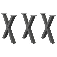 Berkfield Dining Table Legs X-Shaped 3 pcs Anthracite 70x(72-73) cm Steel