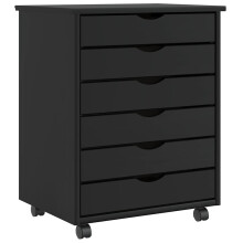 Berkfield Rolling Cabinet with Drawers MOSS Black Solid Wood Pine