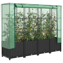 Berkfield Raised Bed with Greenhouse Cover Rattan Look 160x40x138 cm