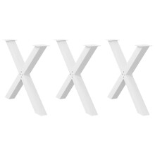 Berkfield Dining Table Legs X-Shaped 3 pcs White 90x(72-73) cm Steel