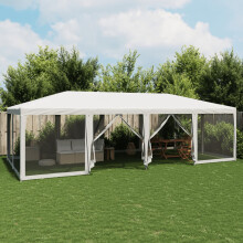 Berkfield Party Tent with 12 Mesh Sidewalls White 8x4 m HDPE