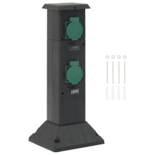 Berkfield Outdoor Socket Column 4-Way Black and Green 16x16x39.5 cm