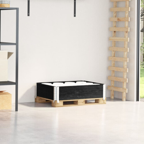 Berkfield Pallet Collar Black 80x60 cm Solid Wood Pine