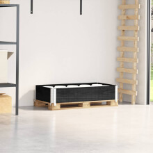 Berkfield Pallet Collar Black 100x50 cm Solid Wood Pine