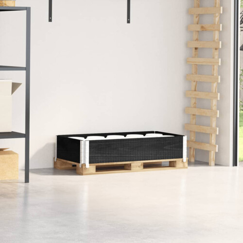Berkfield Pallet Collar Black 100x50 cm Solid Wood Pine