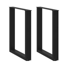 Berkfield Dining Table Legs U-Shaped 2 pcs Black 60x(72-73) cm Steel