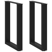 Berkfield Dining Table Legs U-Shaped 2 pcs Black 50x(72-73) cm Steel