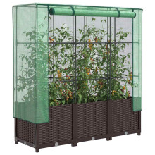 Berkfield Raised Bed with Greenhouse Cover Rattan Look 120x40x138 cm