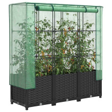 Berkfield Raised Bed with Greenhouse Cover Rattan Look 120x40x138 cm