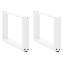 Berkfield Coffee Table Legs U-Shaped 2 pcs White 50x(30-31) cm Steel
