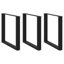 Berkfield Dining Table Legs U-Shaped 3 pcs Black 80x(72-73) cm Steel