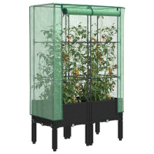 Berkfield Raised Bed with Greenhouse Cover Rattan Look 80x40x140 cm