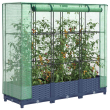 Berkfield Raised Bed with Greenhouse Cover Rattan Look 120x40x123 cm