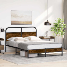Berkfield Bed Frame Without Mattress 120x190 cm Smoked Oak Engineered Wood