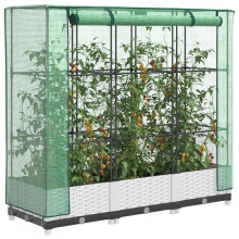 Berkfield Raised Bed with Greenhouse Cover Rattan Look 120x40x123 cm