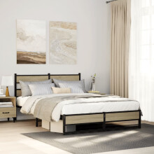 Berkfield Metal Bed Frame without Mattress Sonoma Oak 135x190 cm Double