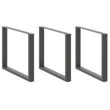 Berkfield Dining Table Legs U-Shaped 3 pcs Anthracite 100x(72-73) cm Steel