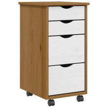 Berkfield Rolling Cabinet with Drawers MOSS Honey Brown Solid Wood Pine