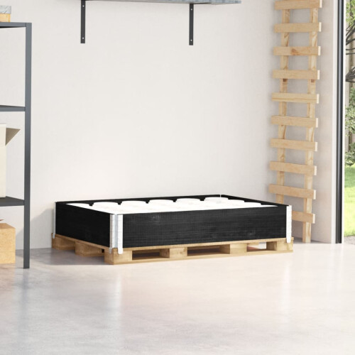 Berkfield Pallet Collar Black 120x80 cm Solid Wood Pine