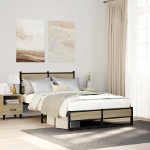 Berkfield Metal Bed Frame without Mattress Sonoma Oak 120x200 cm