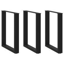 Berkfield Dining Table Legs U-Shaped 3 pcs Black 70x(72-73) cm Steel