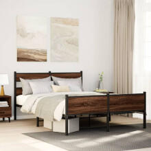 Berkfield Bed Frame without Mattress Brown Oak 137x190 cm Engineered Wood