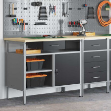 Berkfield Work Bench with Drawer Black and Grey 100 x 55 x 85 cm