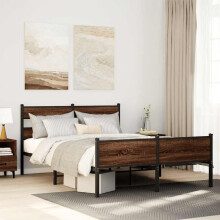 Berkfield Bed Frame without Mattress Brown Oak 150x200 cm King Size Engineered Wood