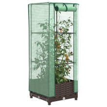 Berkfield Raised Bed with Greenhouse Cover Rattan Look 40x40x123 cm