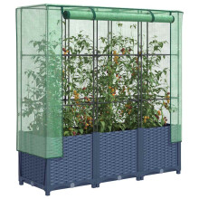 Berkfield Raised Bed with Greenhouse Cover Rattan Look 120x40x138 cm