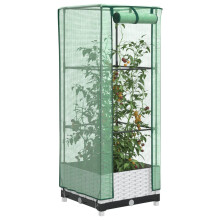 Berkfield Raised Bed with Greenhouse Cover Rattan Look 40x40x123 cm
