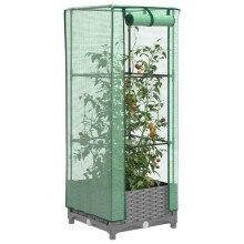 Berkfield Raised Bed with Greenhouse Cover Rattan Look 40x40x123 cm